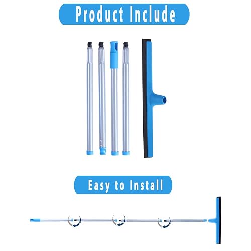 TidyTale 51" White Floor Squeegee With Silicone Blade - Long Handle Air Broom For Tile, Concrete, Garage, Pool (15.7" Head) - View #7