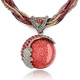 Coridy Boho Stone Pendant Necklace Tribal Choker Necklaces Fashion Beaded Jewelry for Women
