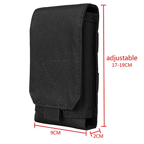 IronSeals Tactical MOLLE Pouch, Universal Mobile Phone Belt Pouch EDC Pouch Belt Loops Waist Bag for iPhone X/8P/8/7P/7/6, Samsung Note8/5, Galaxy S9+/S9/S8+/S8/S7/S6/S10/S10+ - Size L