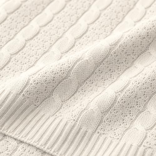 Manta para Bebê em Tricot 100% Algodão Macia, Respirável e Aconchegante Enxoval Luxo Recém-Nascido Menino Menina (Areia)