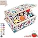 Large Sewing Box with Accessories Starter Sewing Kit Organizer and Storage with Complete Sewing Tools - Wooden Sewing Basket with Removable Tray and Tomato Pincushion for Sewing Mending - Blue