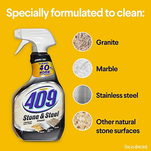 Formula 409 Stone & Steel Cleaner Spray and S.O.S All Surface Scrubber Sponge Value Pack