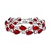 EVER FAITH Women's Prong Cubic Zirconia Vintage Style Dual Layer Tear Drop Bracelet Red Silver-Tone