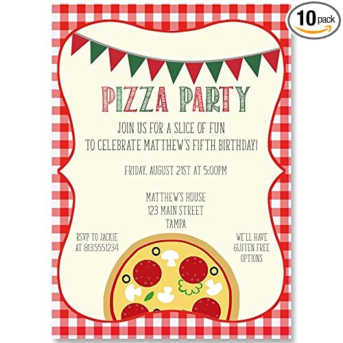 Home Furniture Diy 10 X Personalised Pizza Birthday Party