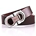 Royalours Mens Smooth Leather Belt 33mm Wide (34-36, Coffee Silver)