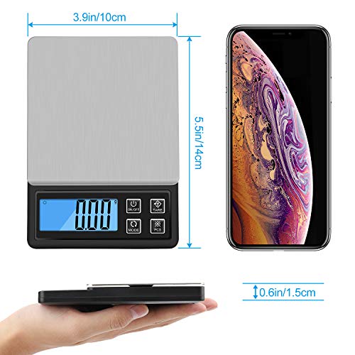 Zibet Rechargeable Digital Kitchen Scale Food Scale Jewelry Scale,0.01g-600g Pocket Scale with Backlit LCD Display,Tray,6 Units,Auto Off,PCS and Tare Function,Stainless Steel - Thumbnail 6