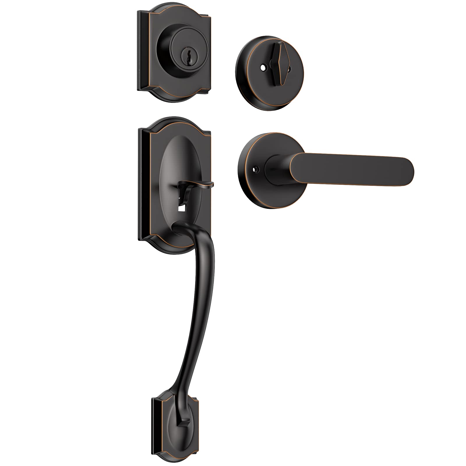 Photo 1 of YYTDZSW Front Door Handle Set, Entry Door Handle Set,Exterior Door Handleset with Reversible Lever, Adjustable Door Handle Black?Door Lower Handle, Oil Rubbed Bronze