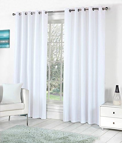 The Decor Hub Faux Texture Solid Insulated Grommet Room Darkening Curtains/Drapes for Bedroom Door 8 feet - 1 Panel, White