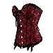 Women's Lace Through Top Floral Overbust Corset Waist, 815red, Size Medium