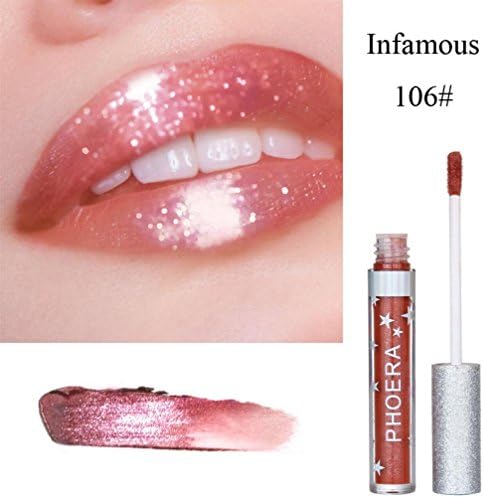 Moreocme Matte To Glitter Liquid Lipstick Waterproof Lip Makeup,Matte Nude Waterproof Lip Gloss (F)