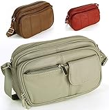 Womens Leather Adjustable Strap Multi Pocket Organizer Cross Body Purse