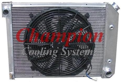 3 Row All Aluminum Replacement Radiator AND 16" Reversible Fan with Fan Mounting Kit for the 1972-1981 Chevy Camaro (Engine applications: 3.8l 229 V6, 3.8l 231 V6, 4.1l 250 L6, 4.4l 267 V8, 5.0l 305 V8, 5.0l 307 V8, 5.7l 350 V8) - Manufactured by Champion Cooling Systems, Part Number: 571FAN