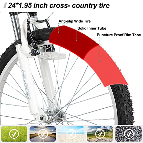 Hiland 24 inch Kids Mountain Bike for Age 712,18 Speed,Suspension Fork