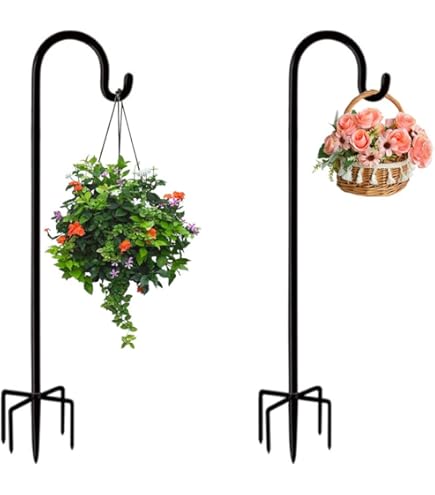 NethCasti Metal Border Hooks Adjustable Height Shepherd Crook Garden Hooks With Hooker For Solar Christmas Lights Lanterns Weddings Plant 2PCSborder