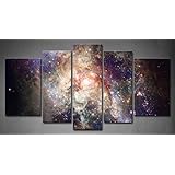 5 Panel Wall Art Star Field in Space and A Nebulae Painting The Picture Print On Canvas Abstract Pictures for Home Decor Deco