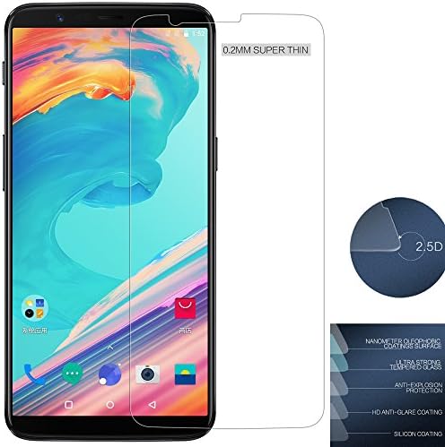 OnePlus 5T Tempered Glass Screen Protector, Nillkin [H+Pro] 0.2mm Thin 2.5D Round Edges High Clarity 9H Hardness Anti-fingerprints Glass Screen Protector for OnePlus 5T (2017)