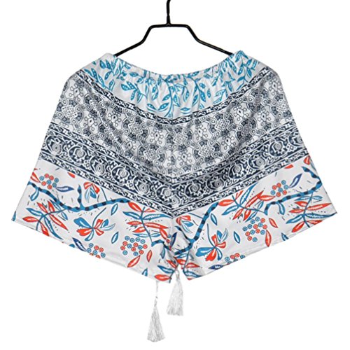 JOYFEEL Women's Casual Floral Printed Elastic Drawstring Beach Shorts Yoga Summer Stretch Workout Active Pant Summer