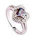 Psiroy 925 Sterling Silver Created Rainbow Topaz Filled Heart Shaped Halo Promise Ring Size 8