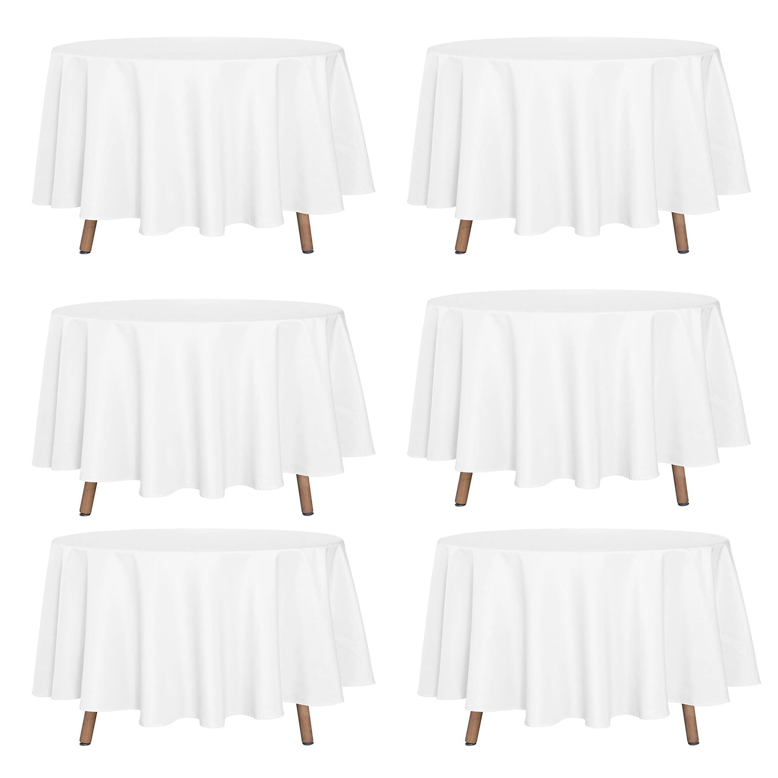 Kapwall 6 Pack White Round Table Cloth - 90Inch (228cm) Quality Tablecloth Table Cover for Wedding/Banquet/Restaurant/Party.