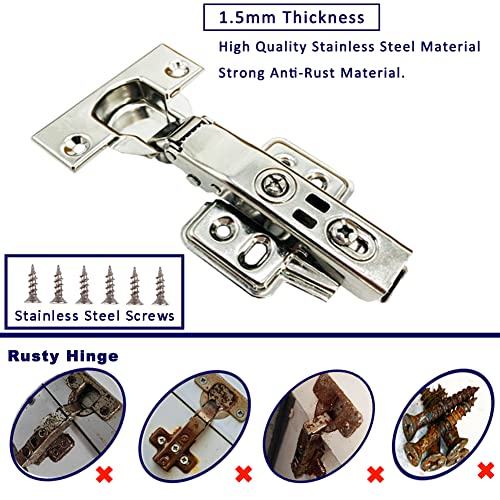 JONRIOX Stainless Steel Soft Close Hinges, 110 Degree Full