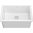 KRAUS Turino™ 24” Drop-In Undermount Fireclay Single Bowl Kitchen Sink with Thick Mounting Deck in Gloss White, KFD1-24GWH