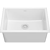 KRAUS Turino™ 24” Drop-In Undermount Fireclay Single Bowl Kitchen Sink with Thick Mounting Deck in Gloss White, KFD1-24GWH