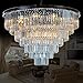 MEELIGHTING 24 Lights Empress Crystal Chandelier Lighting Modern Contemporary Chandeliers Pendant Ceiling Lamp Lights Fixture 7-Tier for Dining Room Living Room Hotel Showroom W39.4