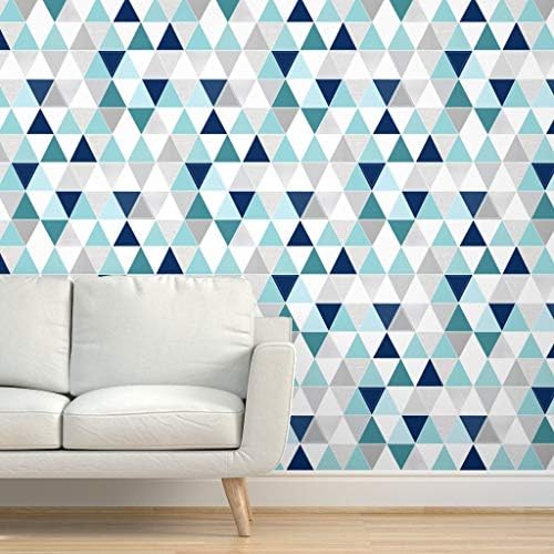 Spoonflower Peel And Stick Removable Wallpaper Cheater Blue Teal Triangle Nursery Modern Turquoise Print Self Adhesive Wallpaper 12in X 24in Test Swatch Amazon Com