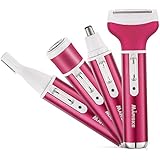 4 in 1 Women Shaver, [USB Charging] Electric Bikini Trimmer/Lady Shaver/Nose Hair Trimmer/Eyebrow Trimmer/body Shaver Rechargeable Wet/Dry Use for Face Legs Arms Bikini with Smooth Glide Technology