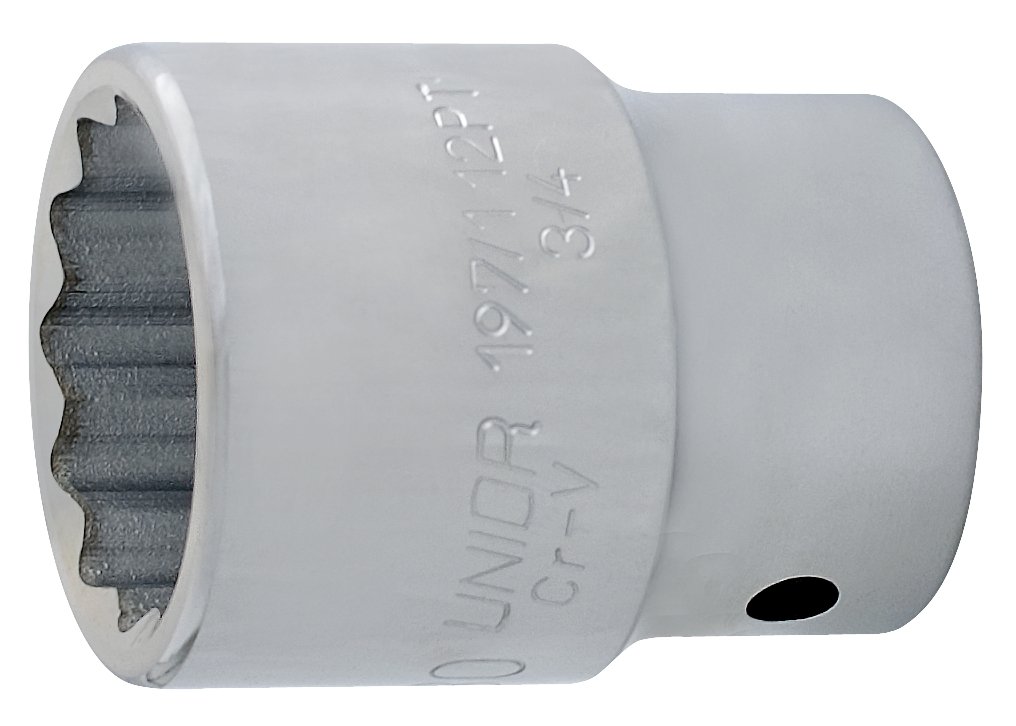 Unior 197/1 12p 12 Point Socket Wrench with Square Drive 3/4 Inch, 55 mm