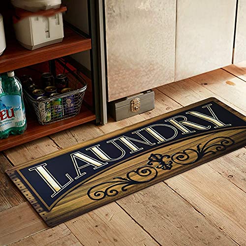 Farmhouse Laundry Room Rug, Vintage Wooden Mat, USTIDE Laundry Room