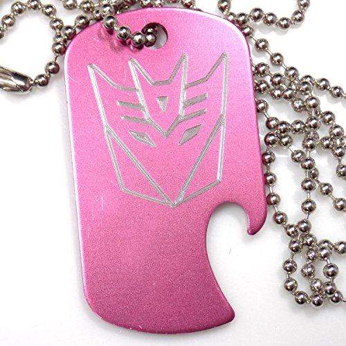 Decepticon Baby Pink Pendant 30" Chain Dog Tag Aluminum Bottle Opener EDG-0330