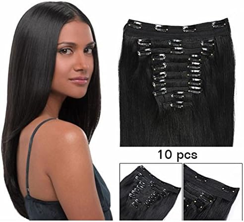 22" 7A Grade Clip in Human Hair Extensions Brazilian virgin hair Silk Straight Clip In Human Hair Extensions 10pcs 140Gram/set