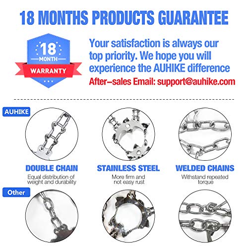 AUHIKE 19 Teeth Claws Crampons [Updated Version],Non-Slip Shoes Cover with Stainless Steel Chain for for Hiking Fishing Climbing Jogging Mountaineering Walking on Snow and Ice (Orange, L) - Thumbnail 3
