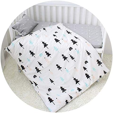 3 Pcs Baby Bedding Set Pure Cotton Cot Kit for Newborns Children Crib Bed Linen Include Duvet Cover Pillowcase Flat Sheet,Green Black Tree,onesze,Yellow Triangle