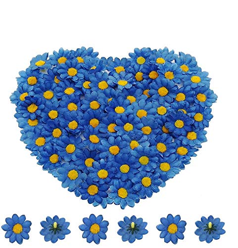 Artificial Daisy Flower Heads 100pcs Fake Gerbera Petals Dark Blue for DIY Garland Craft Birthday Indoor Outdoor Party Easter Bonnet