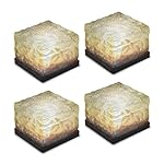 Tomshine 4Pcs Creative Glass Stone Ice Cube with Light Sensor Solar Powered Crystal Brick LED Night Lamp for Garden Courtyard Pathway Patio Pool Pond Outdoor Decoration Xmas