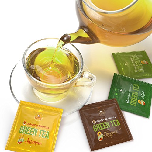 Organic Green Tea - Variety Pack - Organic Green Tea infused with Vitamins from All Natural Fruit Sources - 80 Tea Bags - 20 of Each Flavor (2 grams each) 