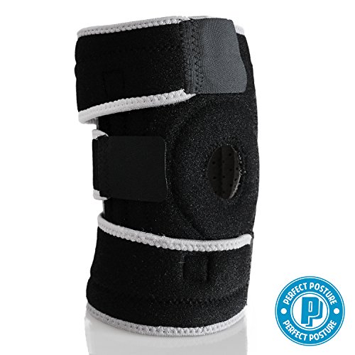 *NEW* Knee Brace Support with Open Patella for ACL, Arthritis, LCL, MCL. Side Stabilizers Non Slip Neoprene. Non Bulky, Adjustable Comfort Fit (1-Count)