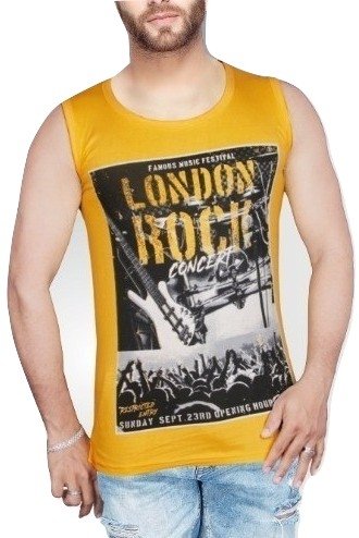 2.0 men's cotton sleeveless t-shirt golden yellow