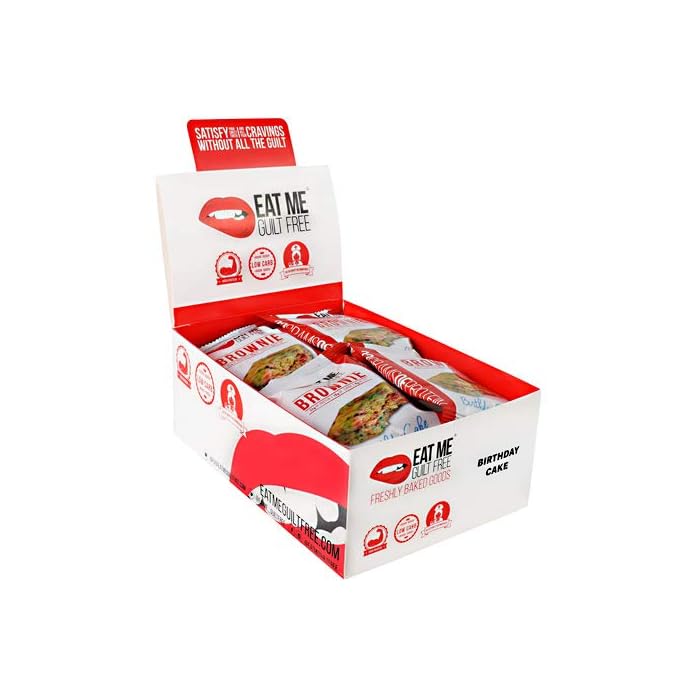 Eat Me Guilt Free Birthday Cake Protein-Packed Brownie - 14G Protein, Low Carb, Keto-Friendly, Low Sugar, Non GMO, No…