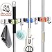 KURTVANA Mop Broom Holder Wall Mount Organizer Storage, Easy Install Screws or Self Adhesive Stainless Steel Tools Hanger for Kitchen Bathroom Closet Office Garden with 3 Racks 4 Hooks