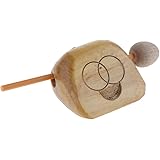 Sharplace ポクポク 木魚 ハンマー付き ナチュラル 携帯便利 仏具 楽器 鳴り物 約7×8cm