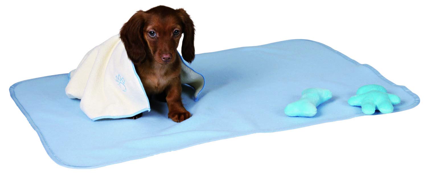 Trixie 15588 Puppy Set, Blanket, Toy & Towel, Light Blue