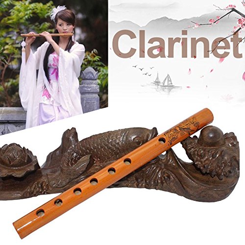 Goodjobb 1Pc Bamboo Flute Traditional Handmade Chinese Musical Instrument About 24cm Gift for Beginners Brown