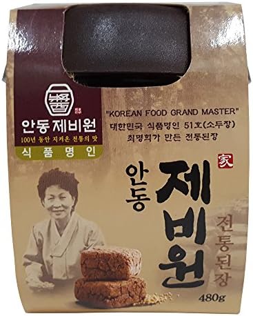 Andongjebiwon Traditional Doenjang Soybean paste Food, Organic and Korean Traditional Soybean Paste, Gluten Free and Unpasteurized, Capacity : 480grm