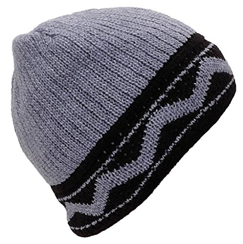 Best Winter Hats Adult Chenille Zig Zag Winter Skull Cap W/Fleece Lining (One Size) - Gray/Brown