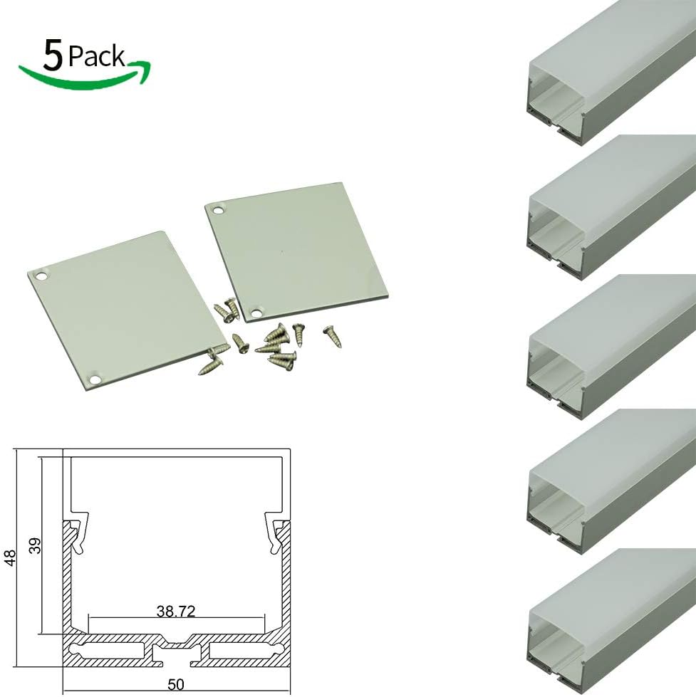 LEDneighbor 5Pack LED Aluminium Channel 1 Meter(39.4inch) Pendant Light with Dropped Cover LED Channel for 5050 5630 Multi Row LED Strip Lights by DHL