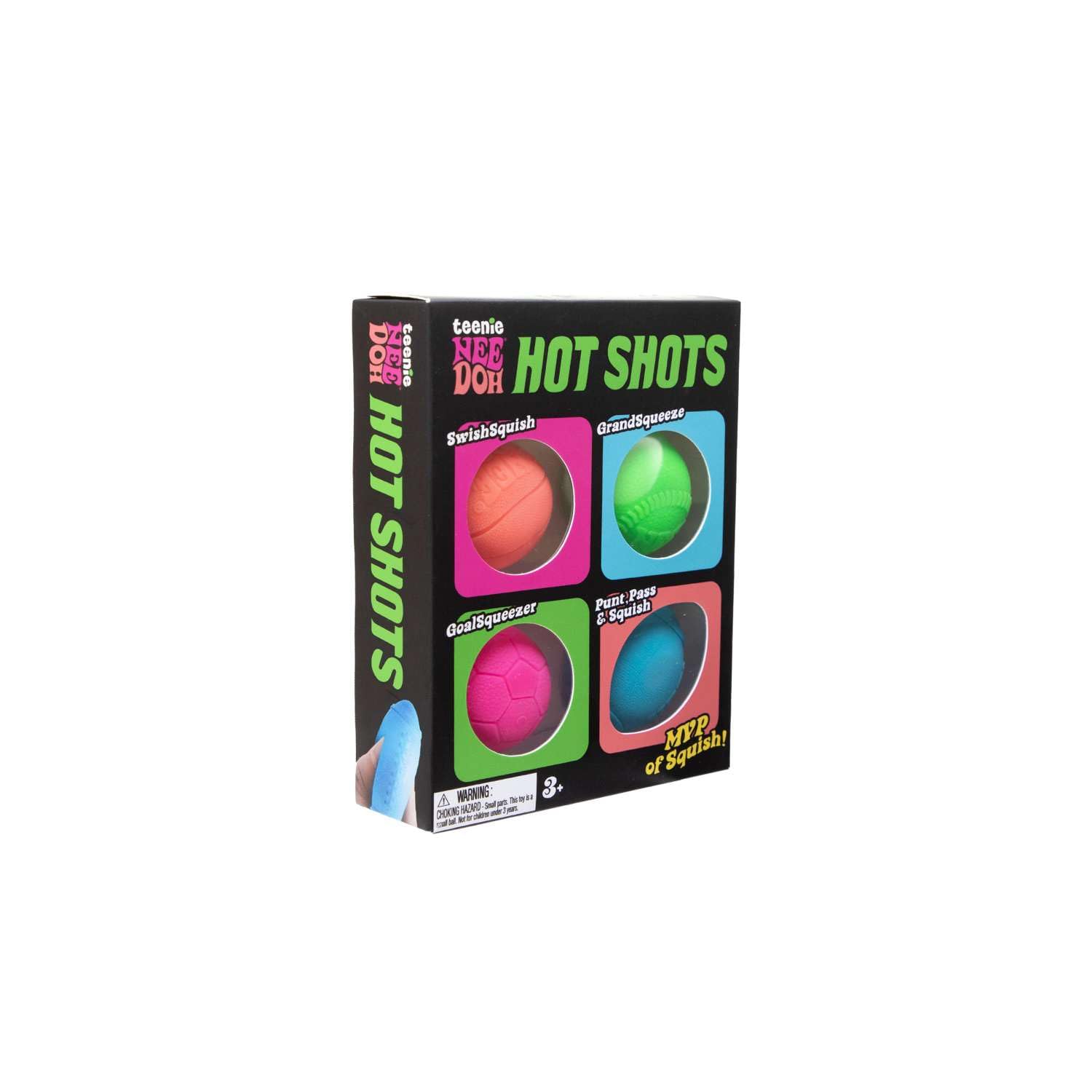 Schylling NeeDoh Hot Shot Teenie Needoh 4 Pack - Sensory Squeeze Toy - 1.5" in Diameter - Colors May Vary