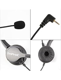 triproc Binaural DC teléfono auricular para VOIP Teléfono fijo teléfonos, compatible para Jabra Cisco Polycom Panasonic